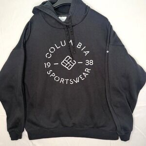 Columbia‎ Sportswear 1938 Logo Pullover Sweatshirt Women's Large Black Fleece